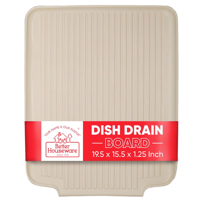Better Houseware Drain Boards for Kitchen Counter 19.6 x 15.6 x 1.5 Almond Dish Drainer Mat Shields Countertops from Water Damage - Image 1
